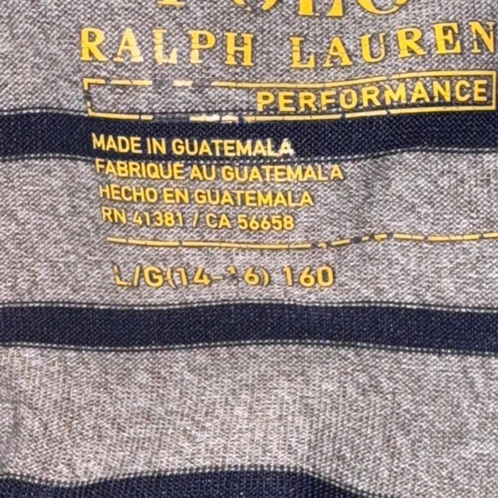 Ralph Lauren youth size LG(14/16) Black and Gray Striped Polo